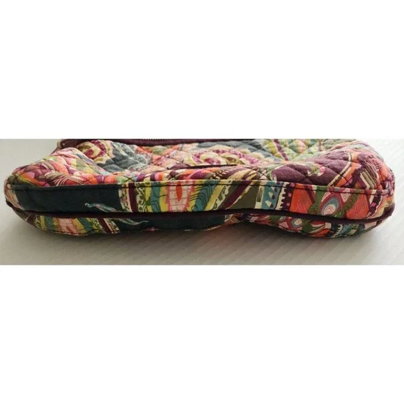 Vera Bradley Quilted Boho Crossbody Bag Green Pink Paisley Adjustable Strap - Picture 3 of 11